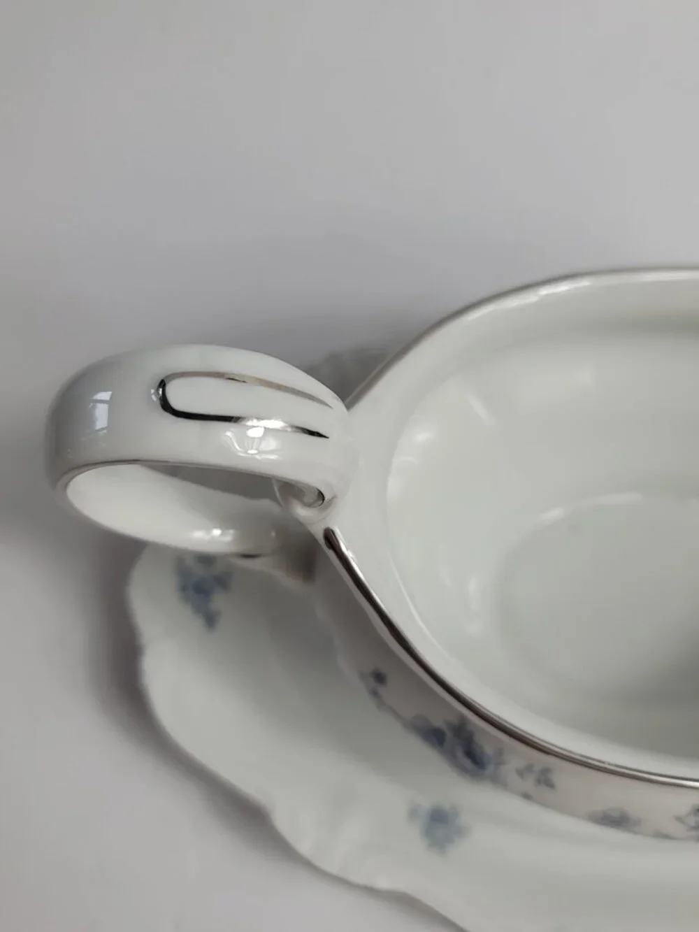 Johann Haviland Blue Garland Gravy Boat White Blue Flowers NEW Old Stock